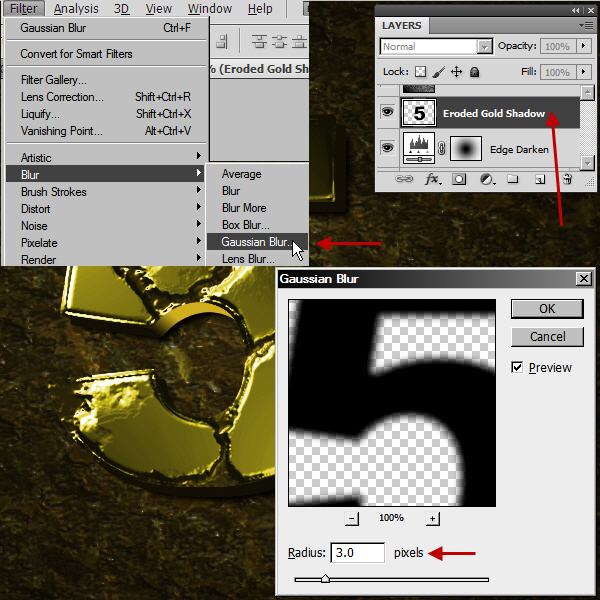 Create an Advanced Eroded Gold Effect 49